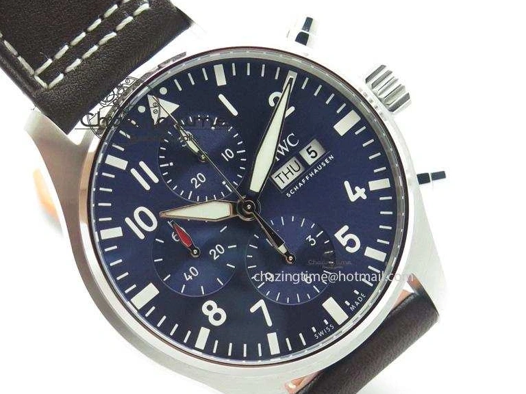 MIROTIME 1220 HighQuality Pilot Chrono 377714 “Le Petit Prince” ZF Best Edition Blue Dial On Brown Leather Strap A 7309